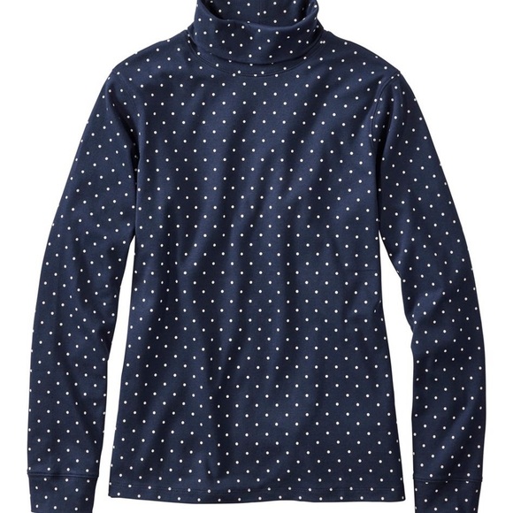 L.L. Bean Navy and White Polka Dot Turtleneck - Picture 3 of 4